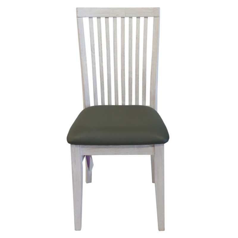 Foxglove PU Seat Dining Chair Set of 2 Solid Ash Wood Dining Furniture – White V315-V-FLOR-009-2PC-KIT