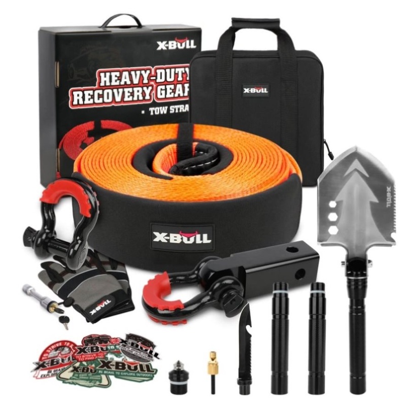 X-BULL 4WD Recovery Kit Snatch Strap Hitch Receiver Folding Shovel Survival 4X4 V211-AUEB-XBRK015FS001