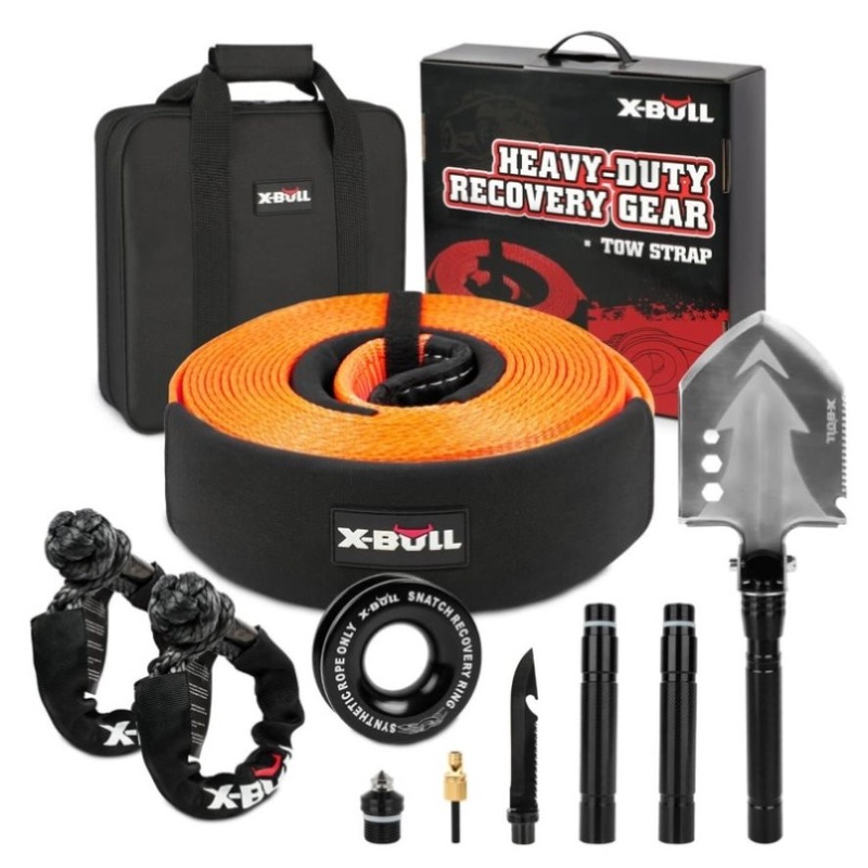X-BULL 4WD Recovery Kit Snatch Strap Soft Shackles Folding Shovel Survival 4X4 V211-AUEB-XBRK016FS001