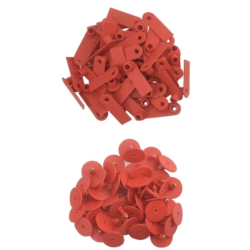100x Cattle Ear Tags Set – 5x2cm Mini Red Blank Cow Pig Sheep Livestock Label V238-SUPDZ-39973732024400