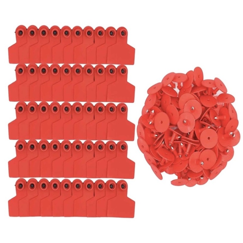 100x Cattle Ear Tags Set – 6x7cm Medium Red Blank Cow Pig Sheep Livestock Label V238-SUPDZ-39973737693264