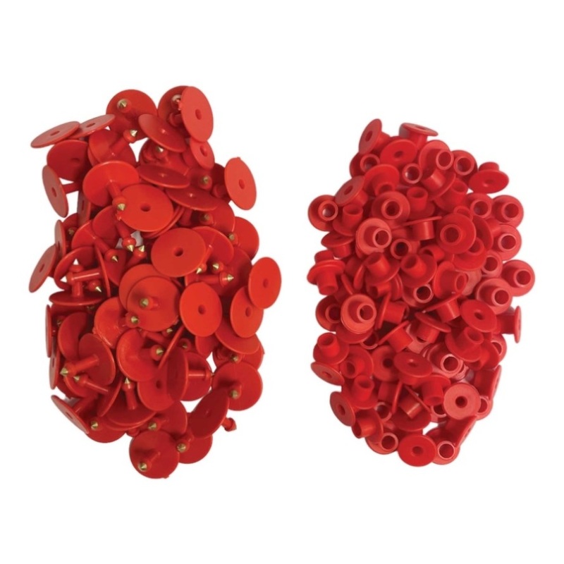 100x Cattle Ear Tags Set – Round Red Blank Pig Sheep Goat Cow Livestock Label V238-SUPDZ-39973700796496