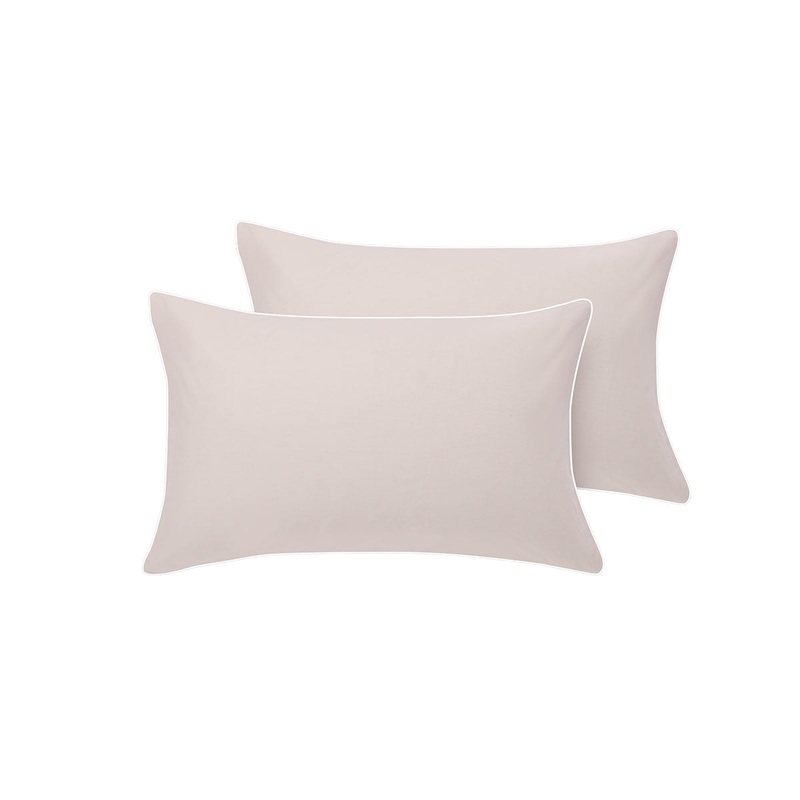 Accessorize Pair of White/Natural Piped Hotel Deluxe Cotton Standard Pillowcases V442-HIN-PILLOWC-HOTELPIPED-WHITENATURAL-ST