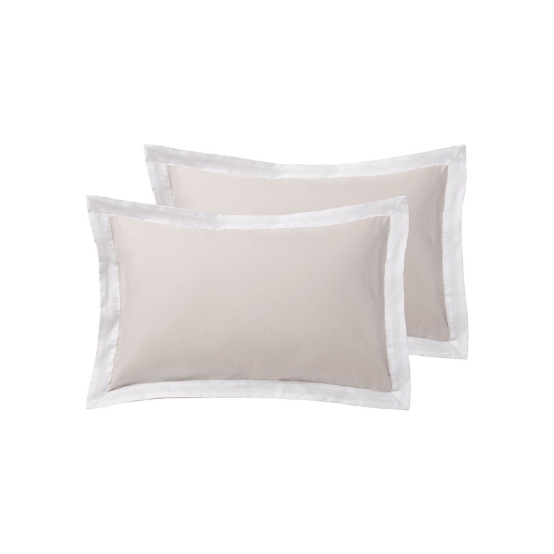 Accessorize Pair of White/Natural Tailored Hotel Deluxe Cotton Standard Pillowcases V442-HIN-PILLOWC-HOTELTAILORED-WHITENATURAL-ST