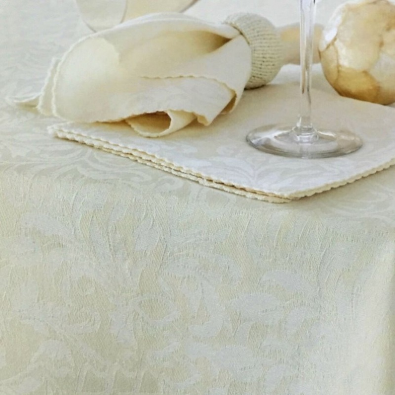 Damask Embossed Tablecloth 160 x 260 cm Ivory V442-GNA-TABLEC-DAMASKEMB-260OB-IVORYWHISPER