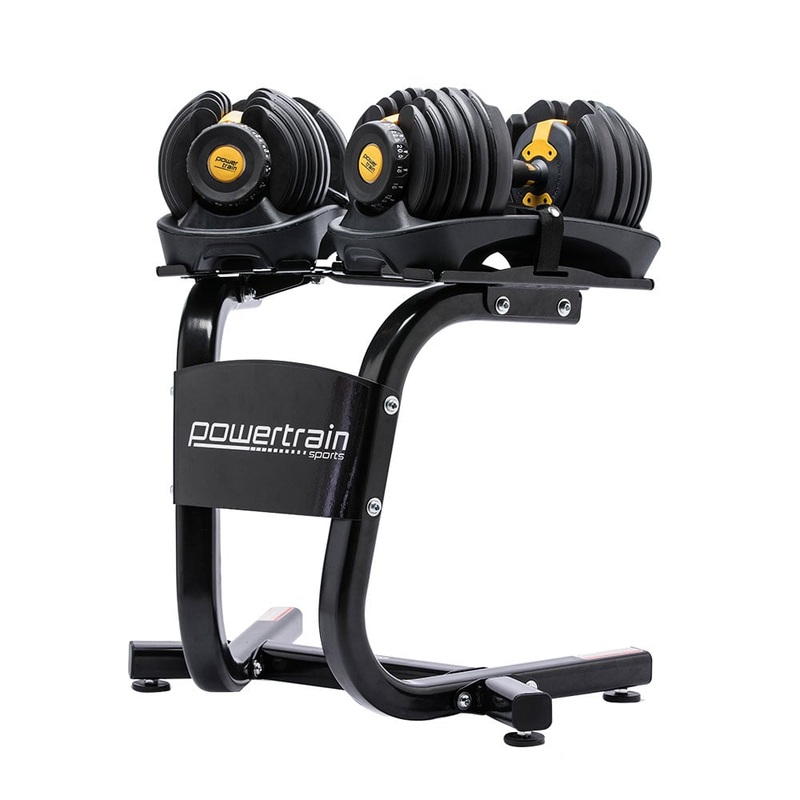 Powertrain Adjustable Dumbbells Set Home Gym Exercise Free Weights 48kg w/ Stand – Gold DMB-BF1-024-2S-GD