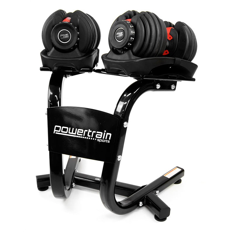 Powertrain Adjustable Dumbbells Set Home Gym Exercise Free Weights 48kg w/ Stand – Red DMB-BF1-024-2S