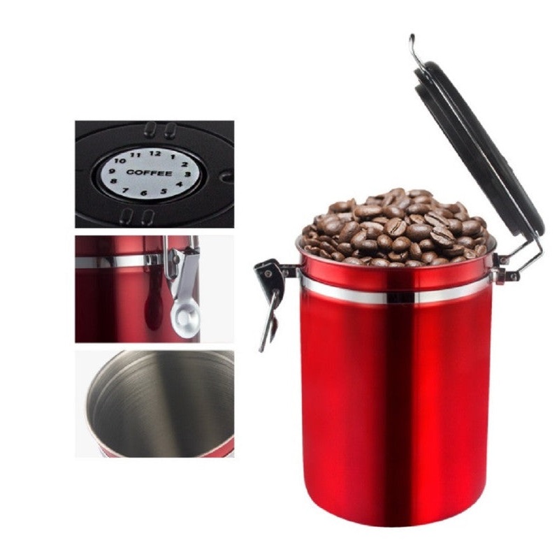 1.5L Storage Container with Spoon Red V498-COFFEECONTAINERRDM