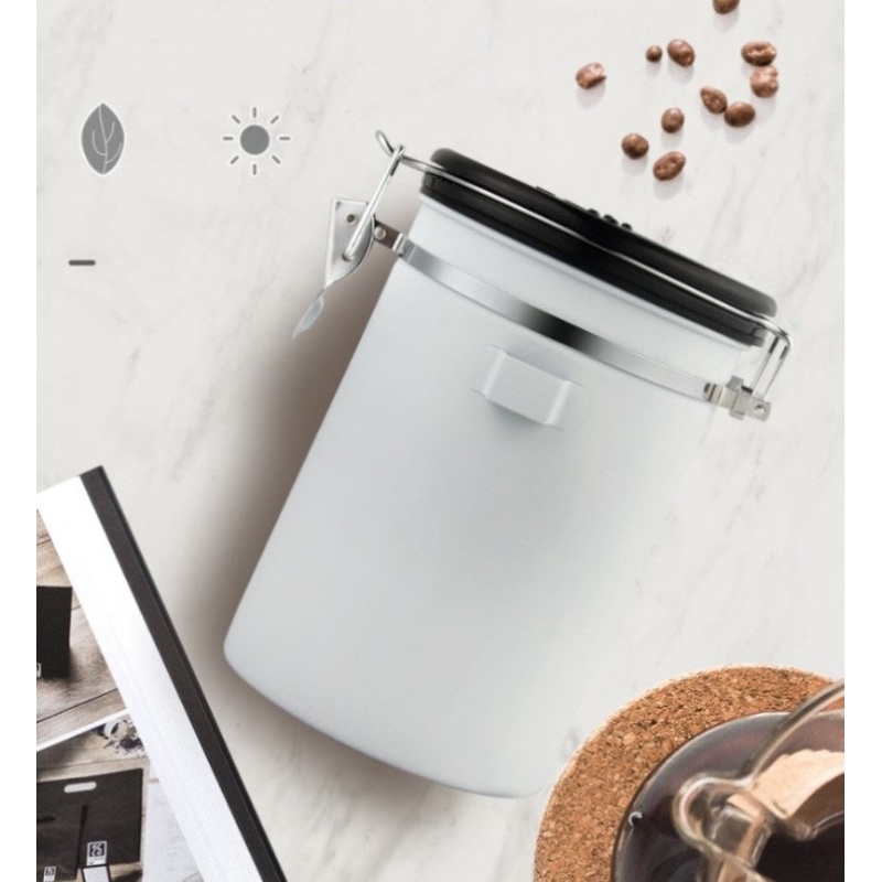 1.8L Storage Container with Spoon White V498-COFFEECONTAINERWHL