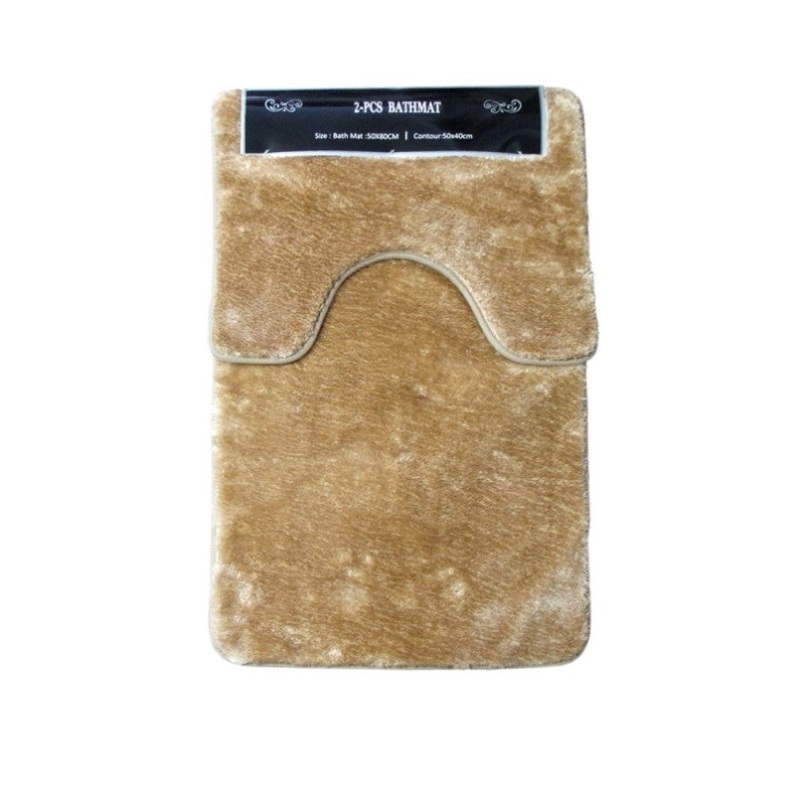 2 Pce Sorrento Plush Quality Non-slip Rubber Back Bath Mat Set Latte V442-ATX-BATHM-2PCESORRENTO-LATTE-SH