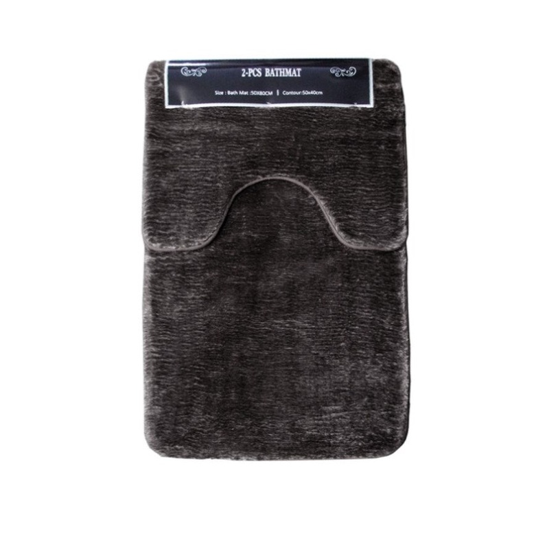 2 Pce Sorrento Plush Quality Non-slip Rubber Back Bath Mat Set Mink V442-ATX-BATHM-2PCESORRENTO-MINK-SH