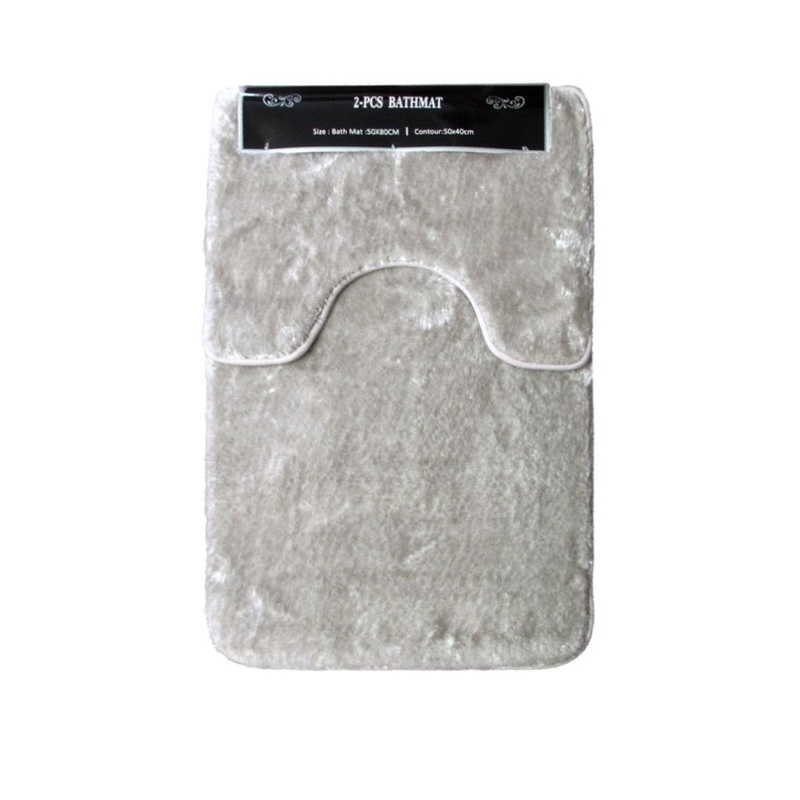 2 Pce Sorrento Plush Quality Non-slip Rubber Back Bath Mat Set Taupe V442-ATX-BATHM-2PCESORRENTO-TAUPE-SH