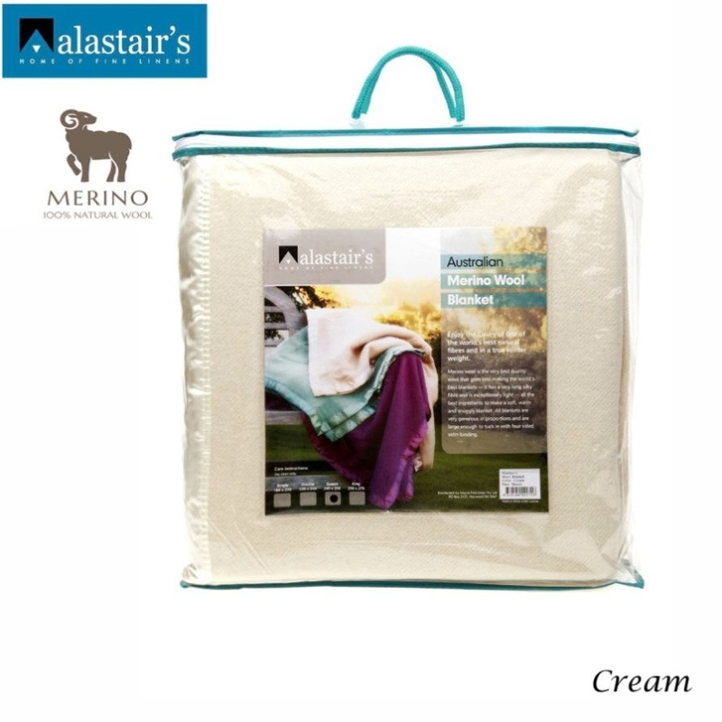 Alastairs 375GSM Australian Merino Wool Blanket Cream – Queen V442-MFL-BLANKET-WOOL-CREAM-QS