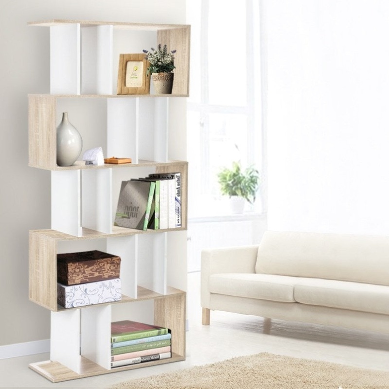 Artiss Bookshelf 5 Tiers – RITA White and Oak FURNI-GEN2SHELF-AB