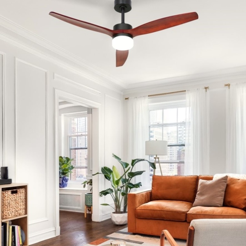 Devanti 52” Ceiling Fan AC Motor 3 Blades w/Light – Dark Wood CF-B-52-C142-DW