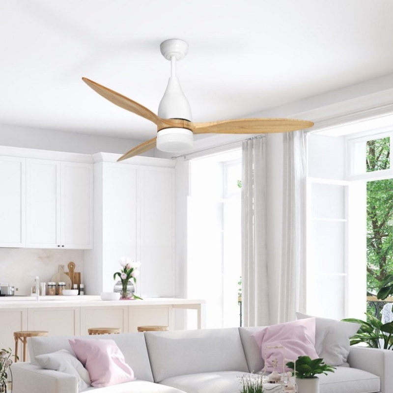 Devanti 52” Ceiling Fan AC Motor w/Light w/Remote – Light Wood CF-B-52-312-WH