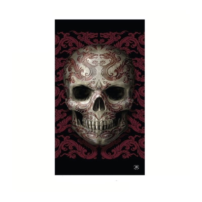 Anne Stokes Oriental Skull Beach Towel 75 x 150 cm V442-LDE-TOWEL-ORIENTALSKULL-BLACK-RE