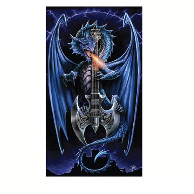 Anne Stokes Power Chord Beach Towel V442-LDE-TOWEL-POWERCHORD-BLACK-RE