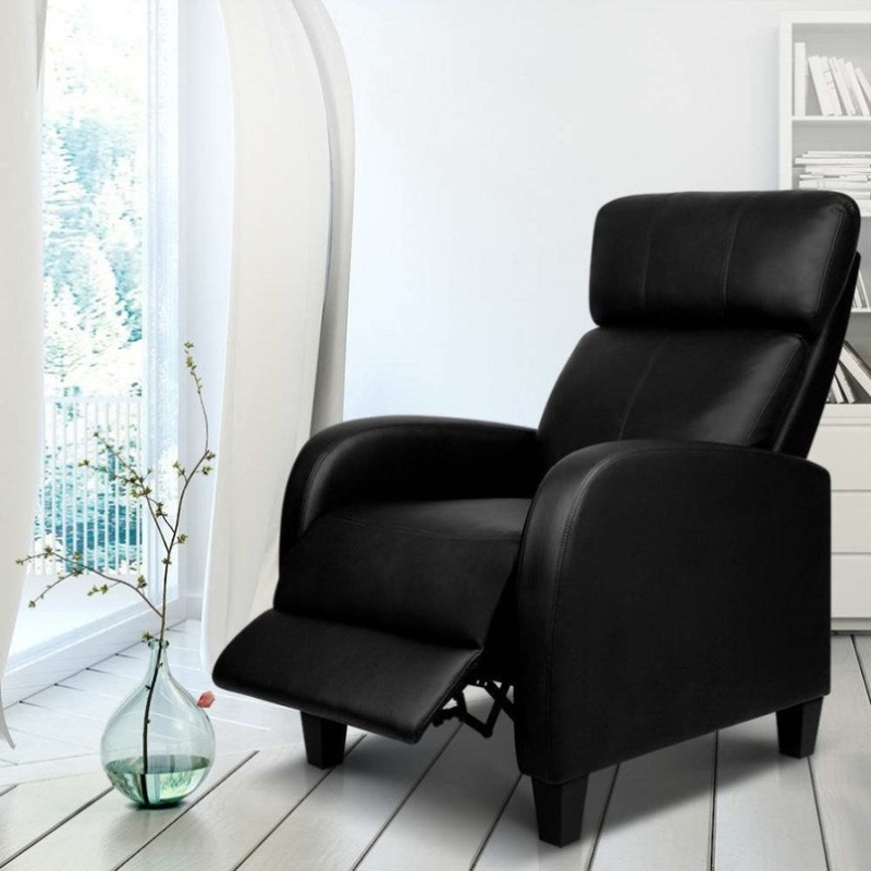 Artiss PU Leather Reclining Armchair – Black RECLINER-A1-BK-AB