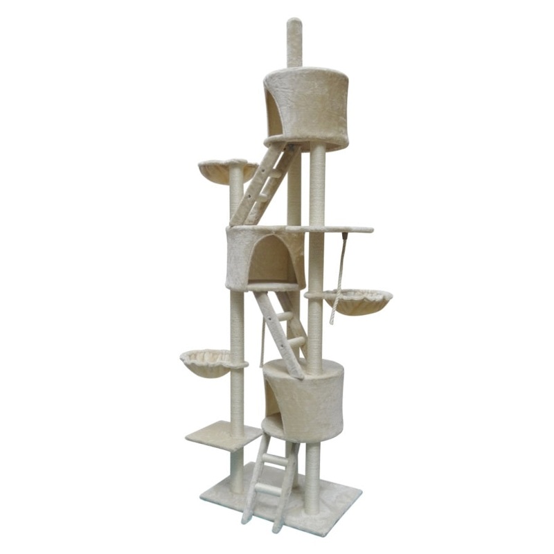 YES4PETS 244 cm XL Multi Level Cat Scratching Post Tree Scratcher Pole- Beige V278-CT244-BEIGE