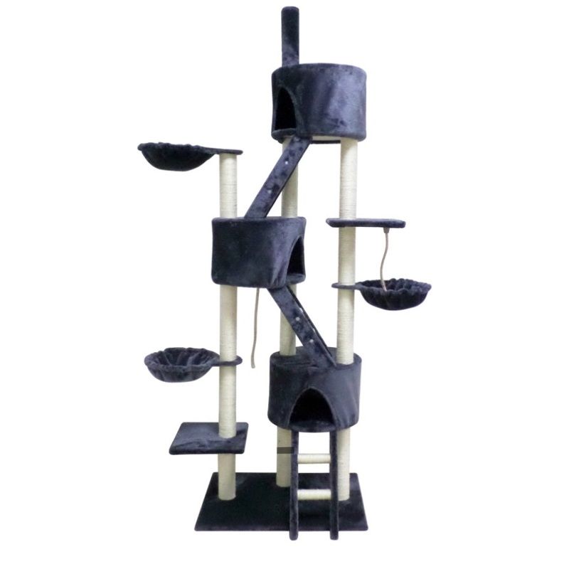 YES4PETS 244 cm XL Multi Level Cat Scratching Post Tree Scratcher Pole- Grey V278-CT244-GREY