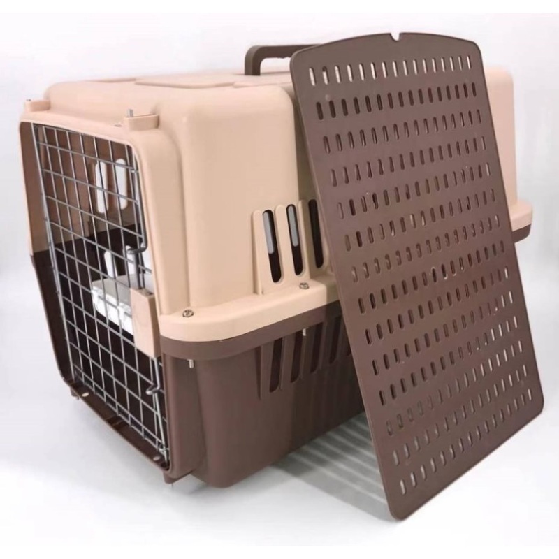 YES4PETS Large Airline Dog Cat Crate Pet Carrier Cage With Tray And Bowl Brown V278-AA3_BROWN