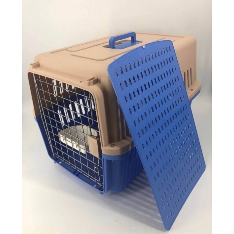 YES4PETS Large Dog Cat Crate Pet Carrier Rabbit Airline Cage With Tray And Bowl Blue V278-AA3_BLUE