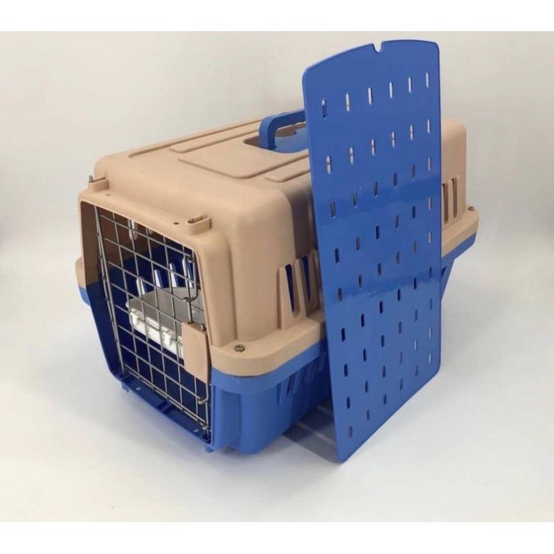 YES4PETS Medium Dog Cat Crate Pet Rabbit Carrier Airline Cage With Bowl & Tray-Blue V278-AA2-BLUE