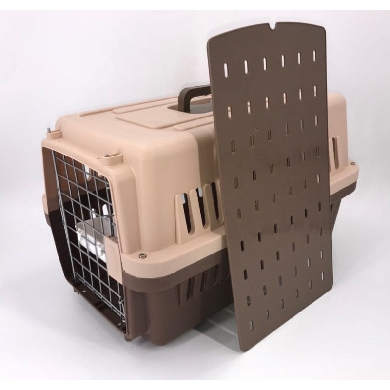 YES4PETS Medium Dog Cat Crate Pet Rabbit Carrier Airline Cage With Bowl & Tray-Brown V278-AA2-BROWN