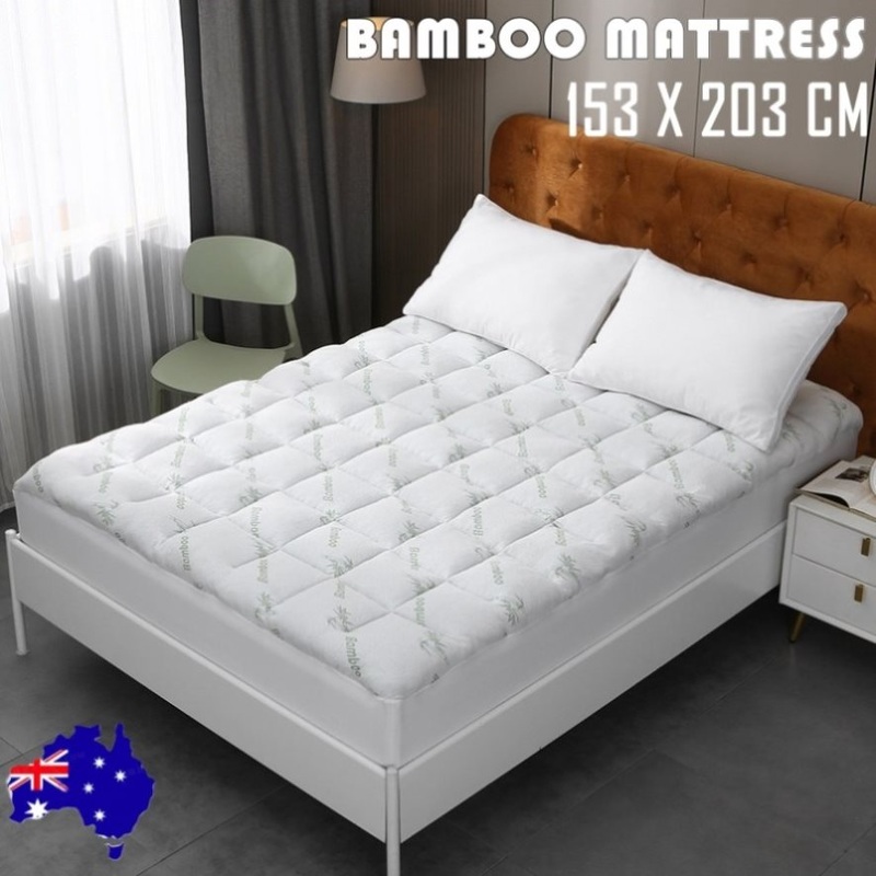 Bamboo Pillowtop Mattress Topper Luxury Bedding Mat Pad Protector Cover Queen 153 x 203 cm V201-W12782548