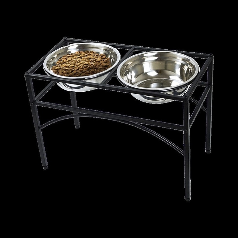 Dual Elevated Raised Pet Dog Puppy Feeder Bowl Stainless Steel Food Water Stand V63-827551