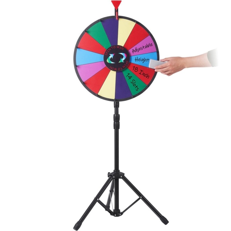 Vevor 18 Inch Tabletop Color Prize Wheel with Folding Tripod Floor Stand 14 Slots Dry Erase V952-18YCSJZCCSZL00001V0