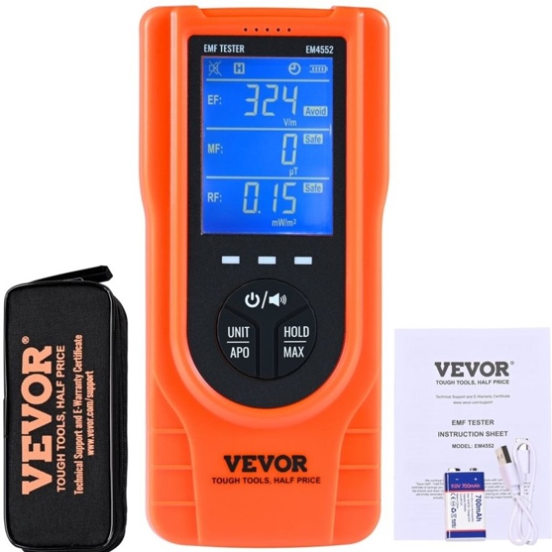VEVOR 3-in-1 EMF Meter, 5Hz – 3.5GHz, Handheld Rechargeable Electromagnetic Field Radiation V952-DGNEMFJSHYWJZQJ5EV9
