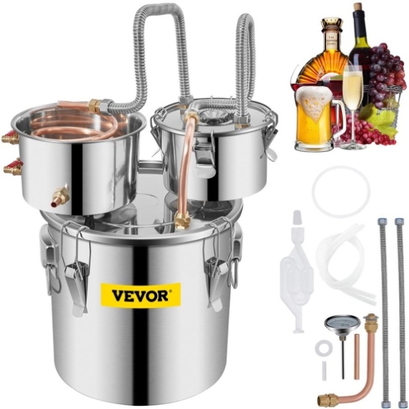 VEVOR 3 Pot 12L Alcohol Distiller Water Wine Boiler Home Brew Moonshinestill V952-ZLSJ3GALSLNTZLQDBV3