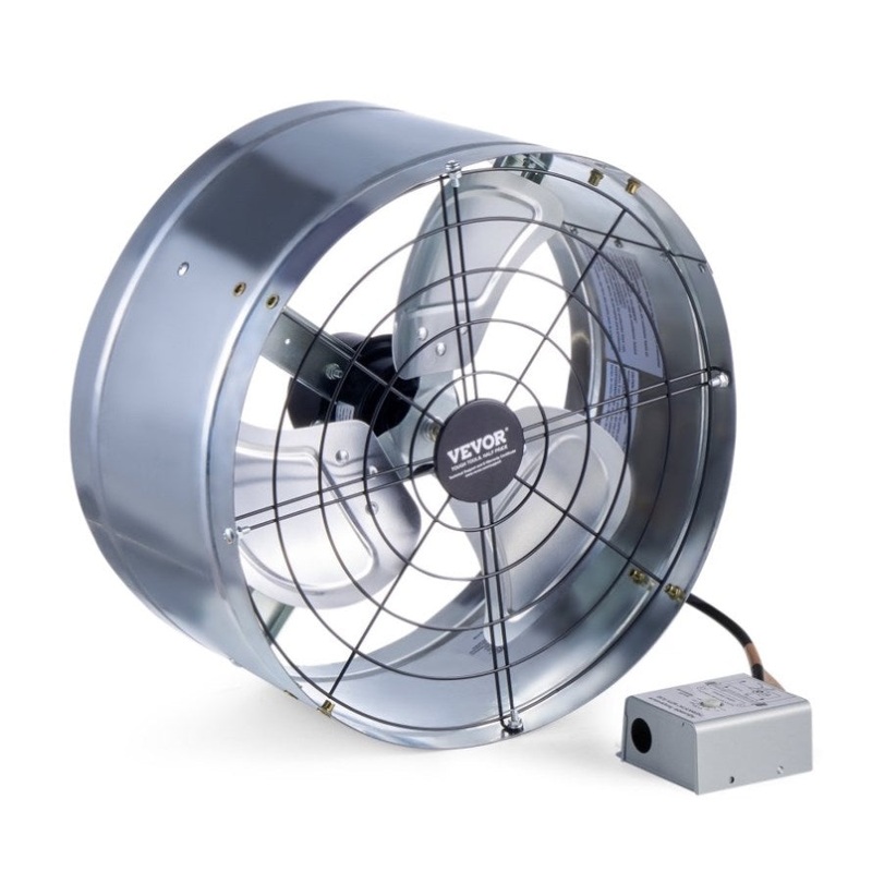 VEVOR 380 mm Gable Mount Fan 1300 CFM Attic Vent Fan with Adjustable Thermostat V952-SQFJ15YC1300339LIV3