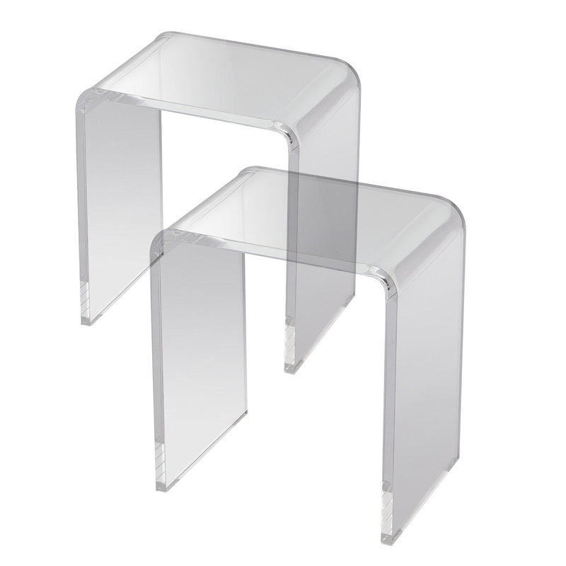 VEVOR Acrylic End Table, 2 pcs C-Shaped Lucite Side Tables, Clear Acrylic Side Table for Drink, V952-YKLBZXTMSLGZUJFPMV0