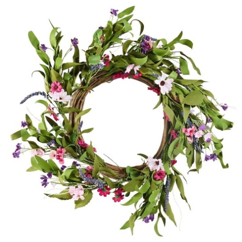 VEVOR Artificial Decorative Wreath 55.88 cm Pink Green with Daisies Year Round V952-ZSHH22INCHCJY8KMFV0