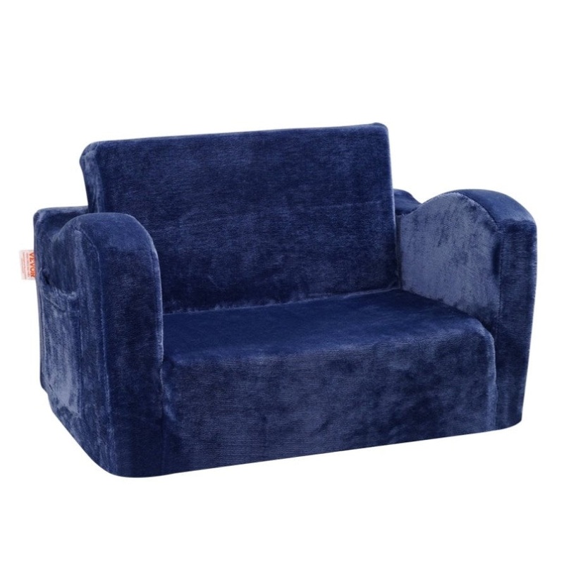 VEVOR Baby Chair Foldable 2-in-1 Comfy Baby Lounger Couch Kids Sofa Blue V952-ETSF6354652INRR5PV0