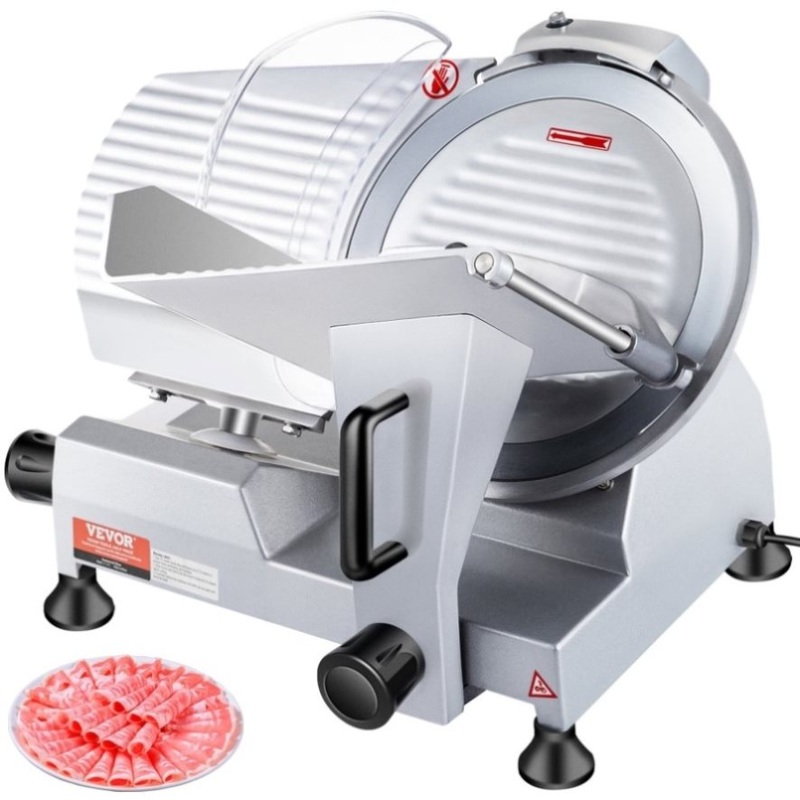 VEVOR Commercial Meat Slicer, 240W Electric Deli Slicer, 10 inch Carbon Steel Blade Electric V952-SYDRQPJ240W1ZUOPAV3