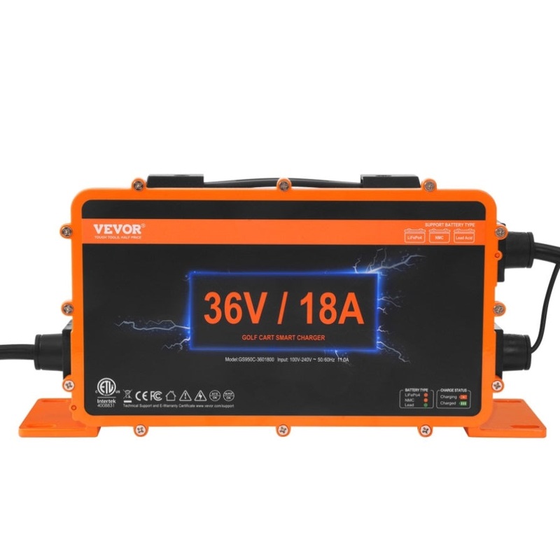 VEVOR Golf Cart Battery Charger, 18 AMP, Smart Club Car Charger with Crowfoot Plug, Compatible with V952-GEFQCDCCDQBJ8TMUXV3