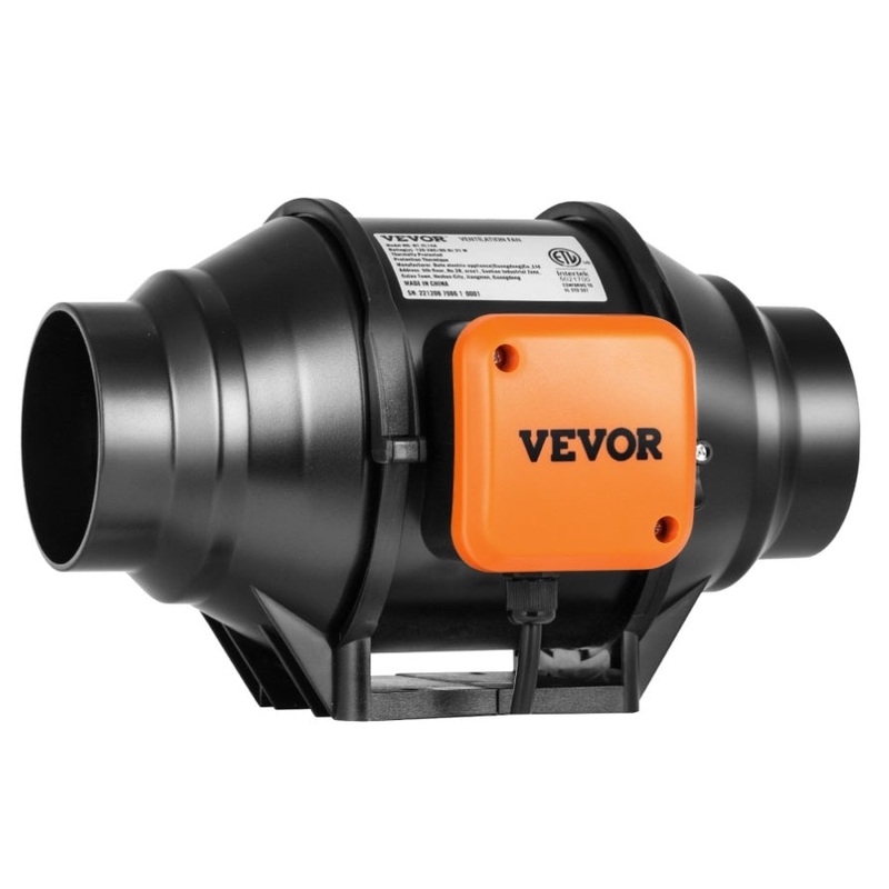 VEVOR Inline Duct Fan, 102mm 129.7 CFM with Variable Speed Controller, Quiet AC-motor Ventilation V952-XLGDFJYCHSAC41HSYV3