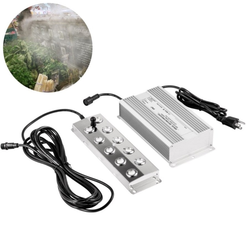 VEVOR Mist Maker 10 Head Ultrasonic Mist Fogger with Waterproof Power Supply Ultrasonic Fogger V952-CSBWHQ10TFS000001V3