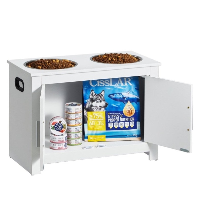 VEVOR Pet Feeding Station w/ 2 Elevated Dog Bowls Dog Food & Toy Storage Cabinet V952-MZCWHSWT17INOQPQNV0