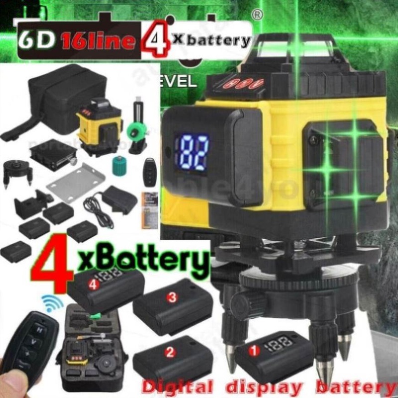 16 Line Laser Level 4D Green Light Auto Self Leveling 360 degree Rotary Cross V201-EBA1523BL8AU-4