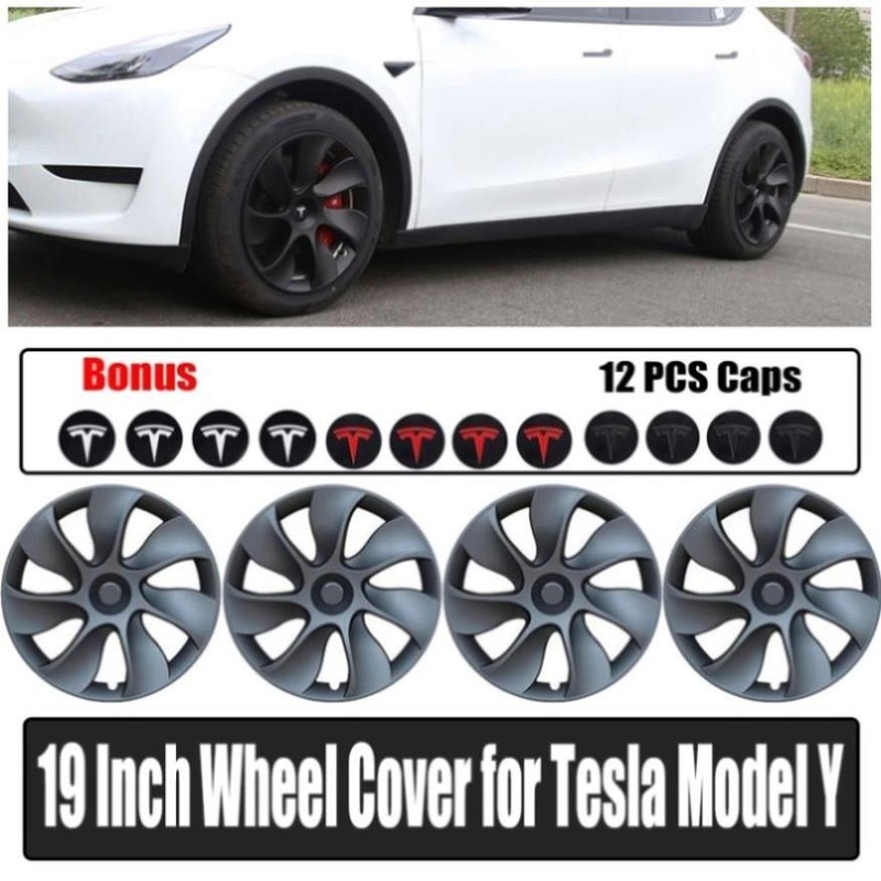 4PCS Wheel Cover Caps 19Inch ABS Gray Rim Hubcap Hub Cap For Tesla Model Y V201-TSLY0019GY8AU