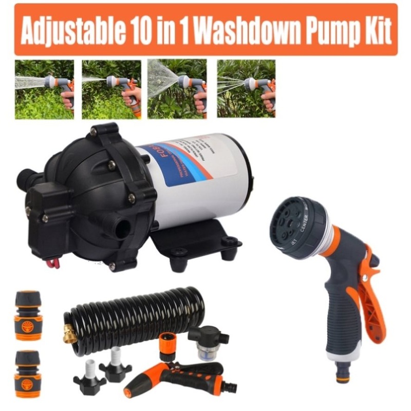 6.6GPM Washdown Pump Kit 12V Wash Pump w/ Hose Nozzle For Caravan RV Marine Boat V201-SFLO0012BL8AU
