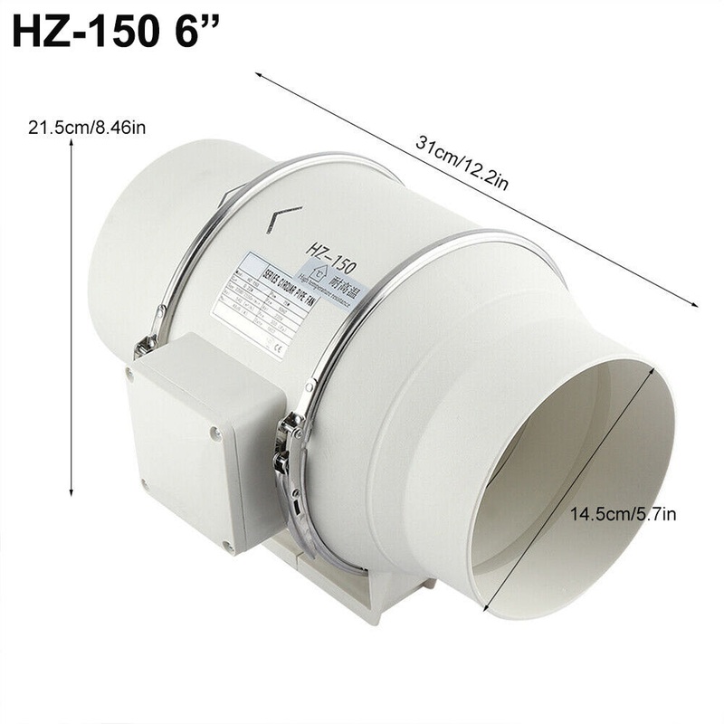 6” Extractor Fan Duct Hydroponic Inline Exhaust Vent Industrial V201-HBZ0111WH8AU