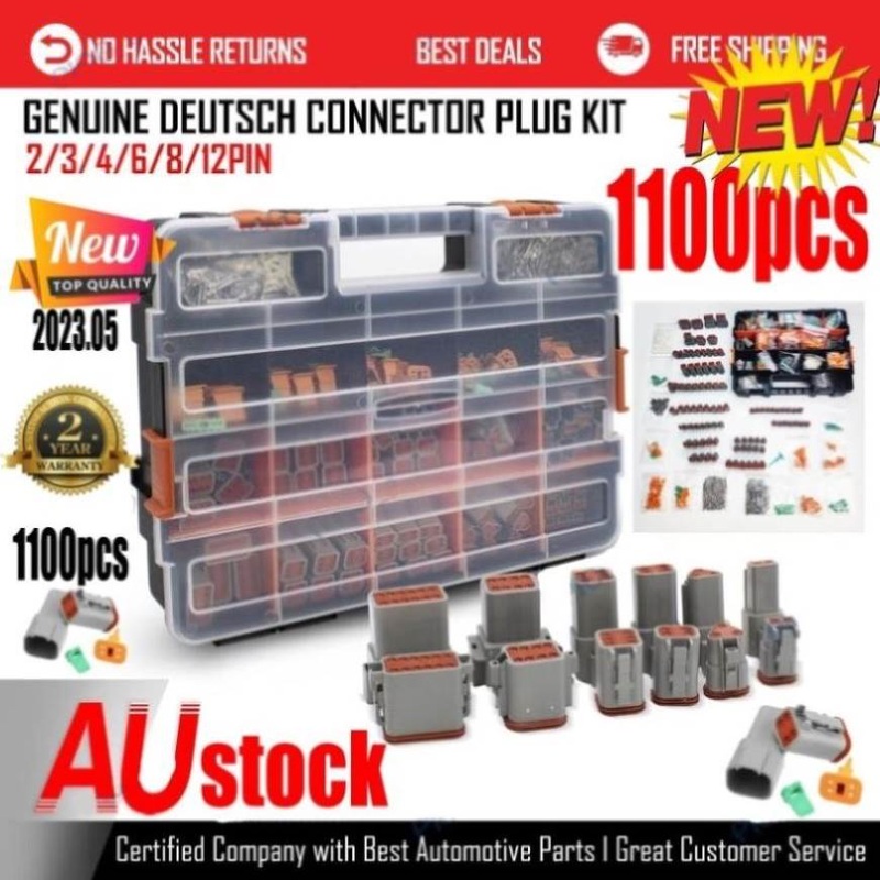 AU 1000 PCS Deutsch DT Connector Kit 14-16AWG Stamped Contacts 1100PCS UPGRADE V201-EBA1100BL8AU