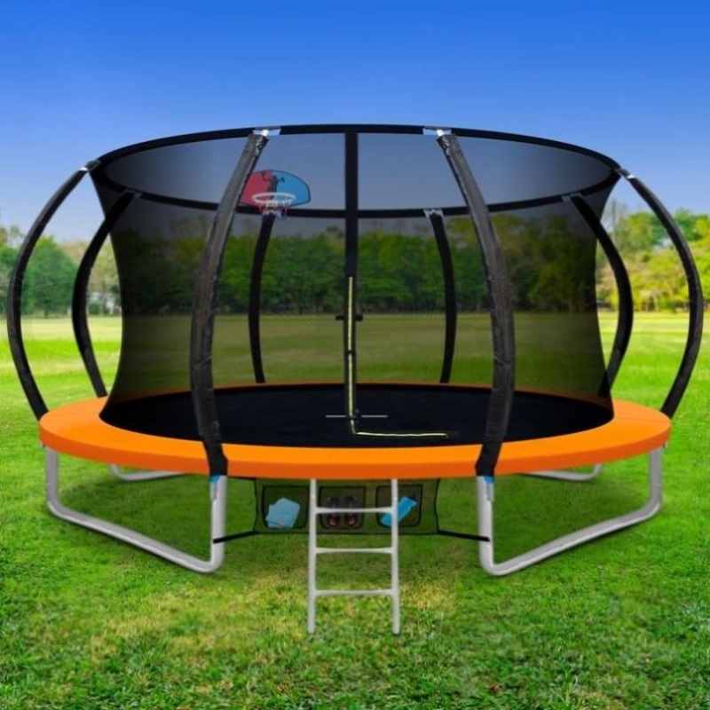 Everfit 12FT Trampoline for Kids w/ Ladder Trampoline Enclosure Safety Net Rebounder Orange TRAMPO-C-C12-OR-AB