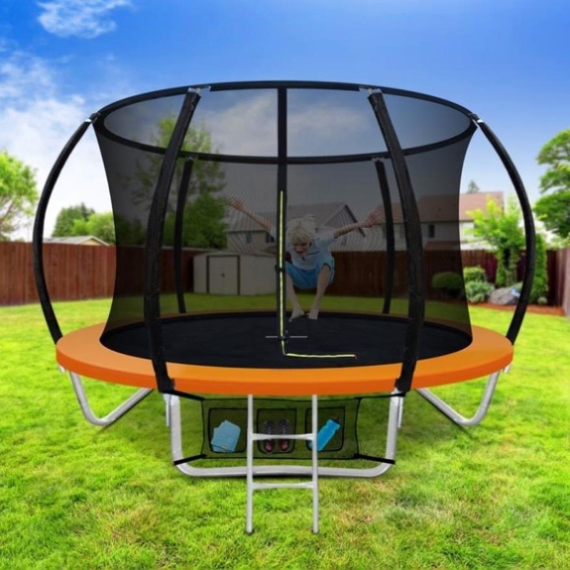 Everfit 8FT Trampoline for Kids w/ Ladder Enclosure Safety Net Rebounder Orange TRAMPO-C-C8-OR